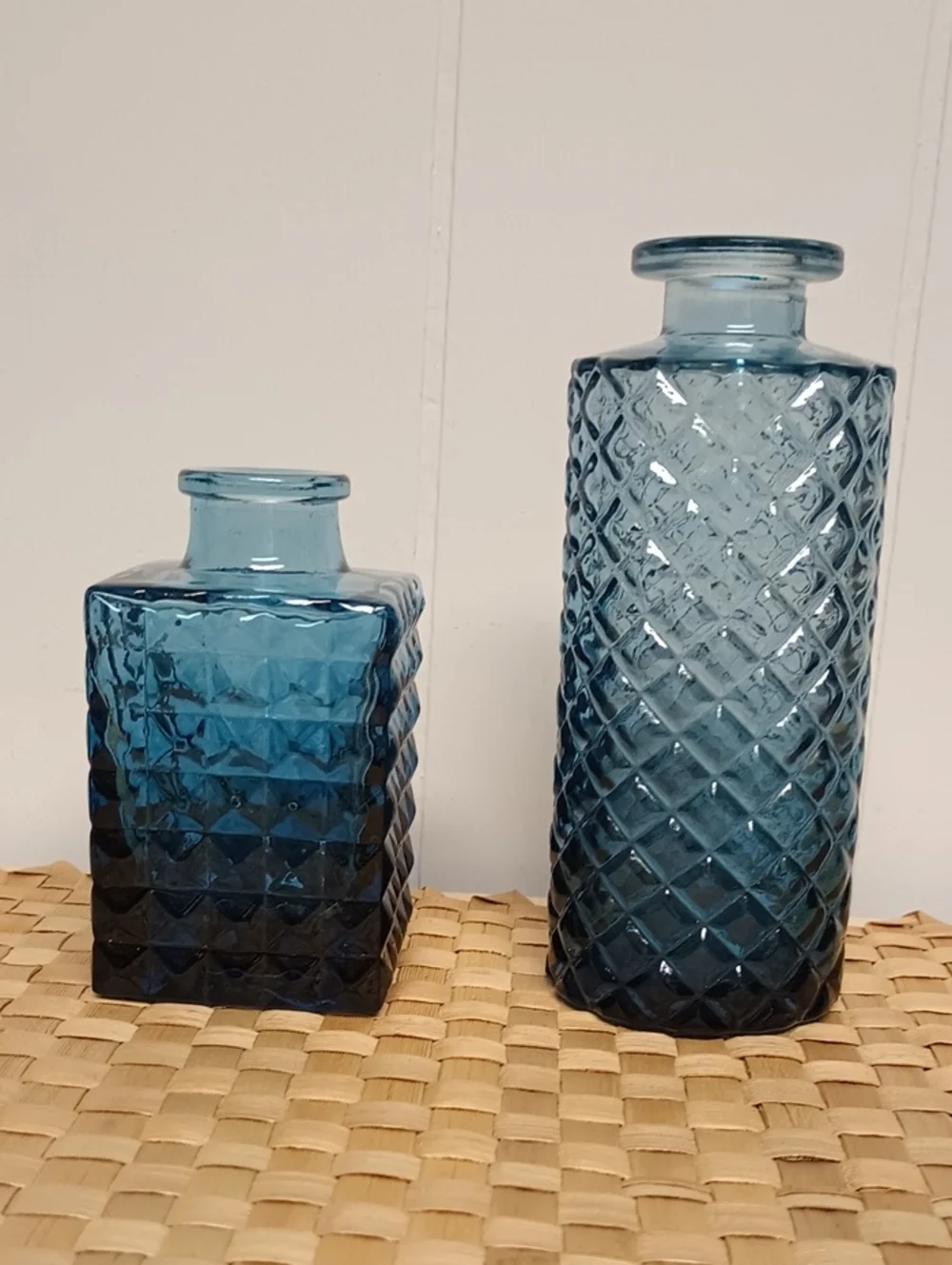 Blue Textured Glass Vase Set - Home Accents